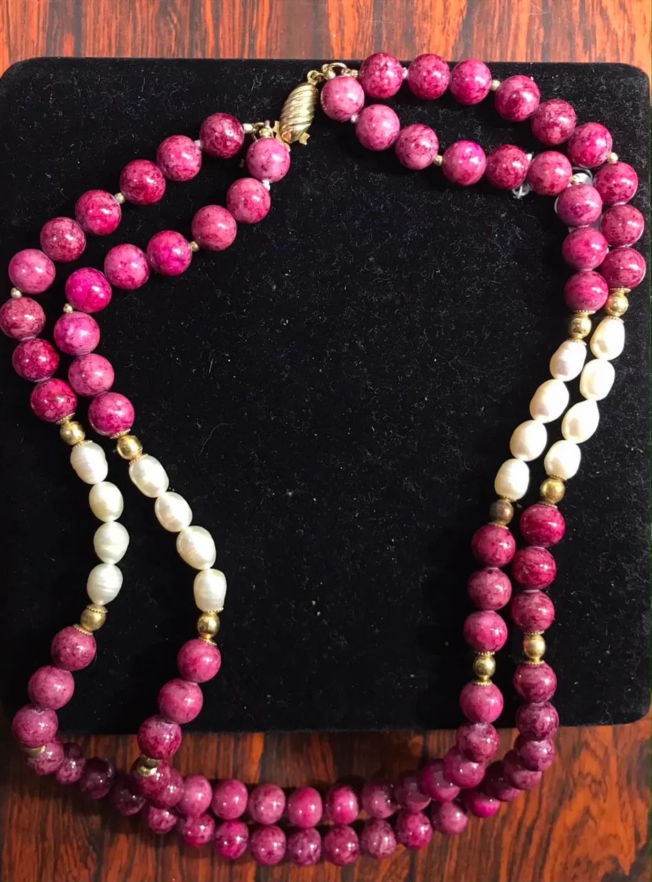 Colar de Pedra Jaspe Rosa  - Foto 2