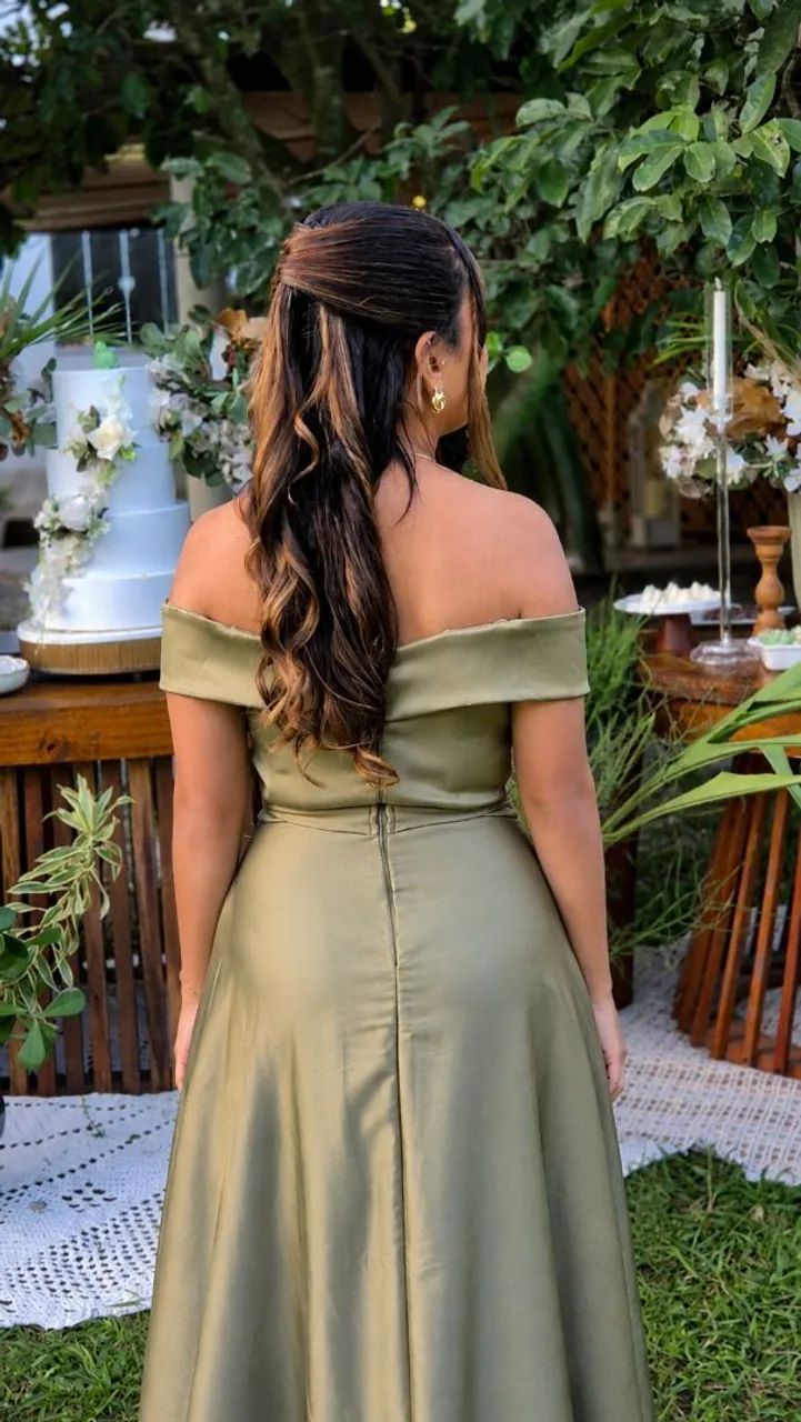 Vestido verde oliva elegante - Foto 4