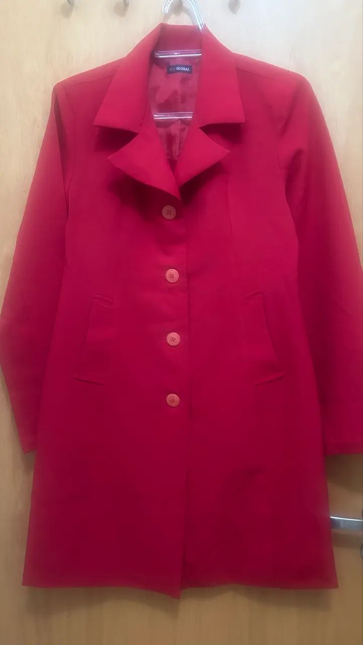 Blazer Comprido Vermelho Tamanho M