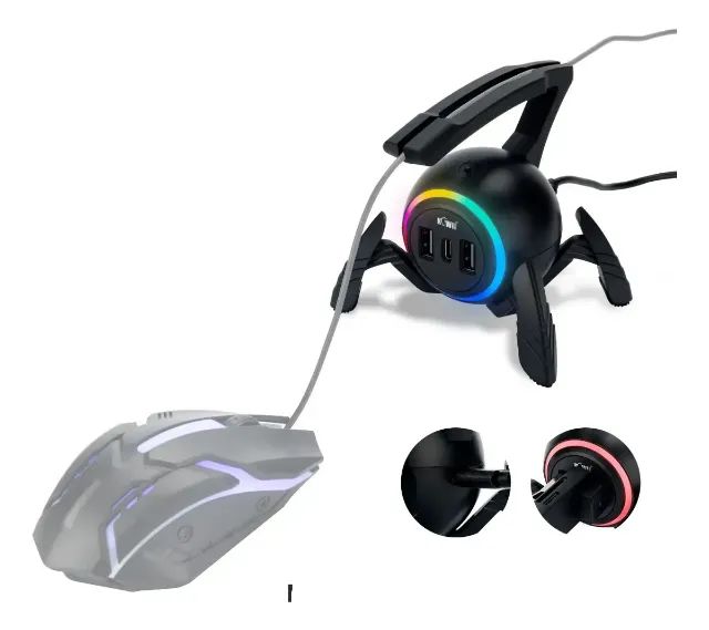 Organizador Cabo Rgb Usb 2.0 Hub Mouse Bungee Gamer