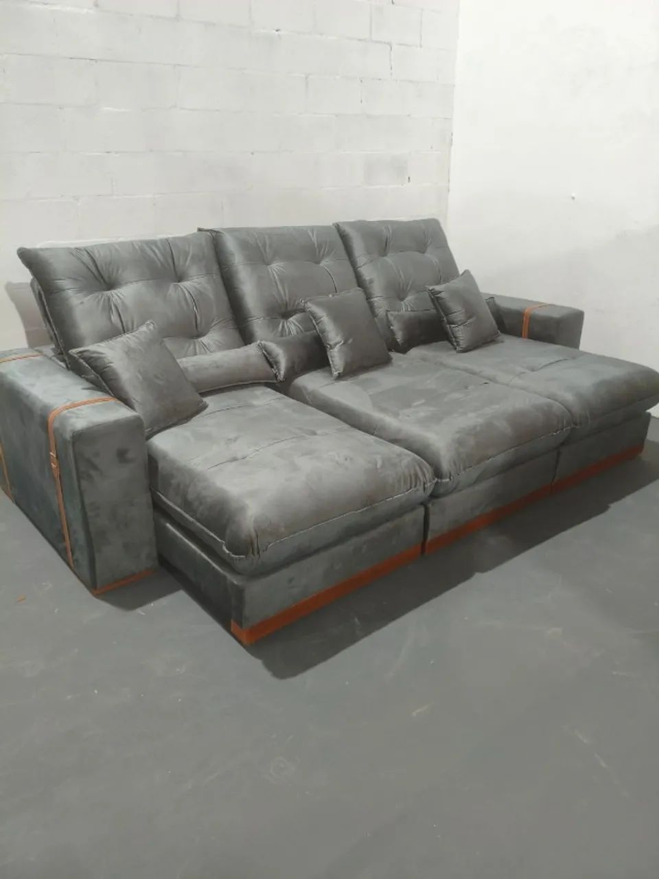 SOFÁ 2.90CM RETRÁTIL/RECLINÁVEL CINZA