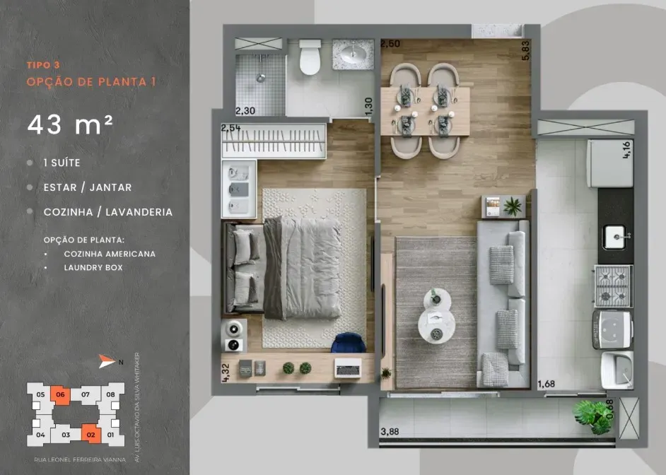 PLANTA 43m²