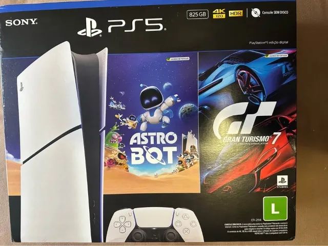 Playstation 5 Ps5 Slim + 2 jogos Astro Bot e Gt7 - Branco 825 GB