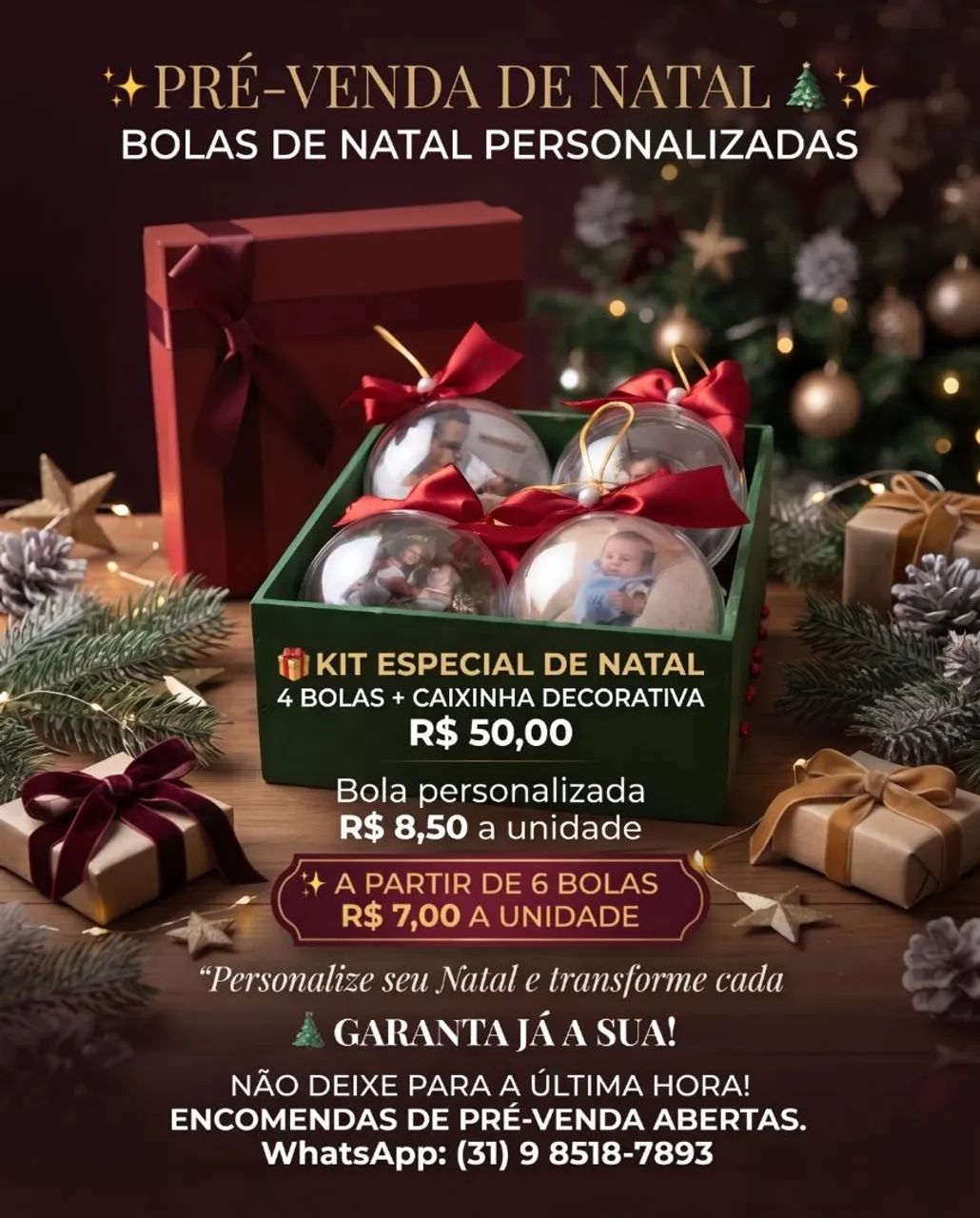 Bolinhas de Natal com foto