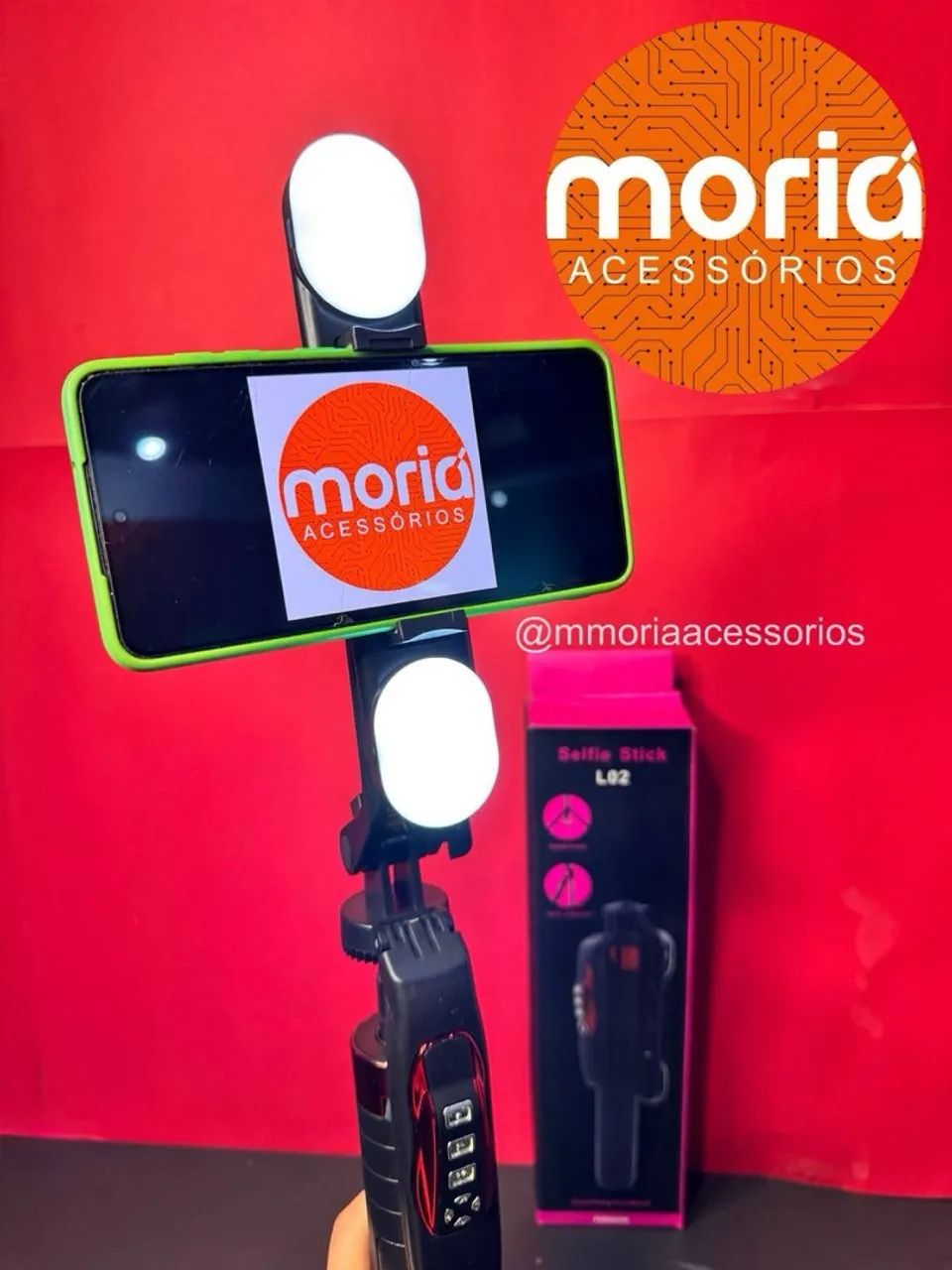 Tripé Bastão de Selfie Profissional 1.80m com Duplo LED Bluetooth L02 - Foto 2