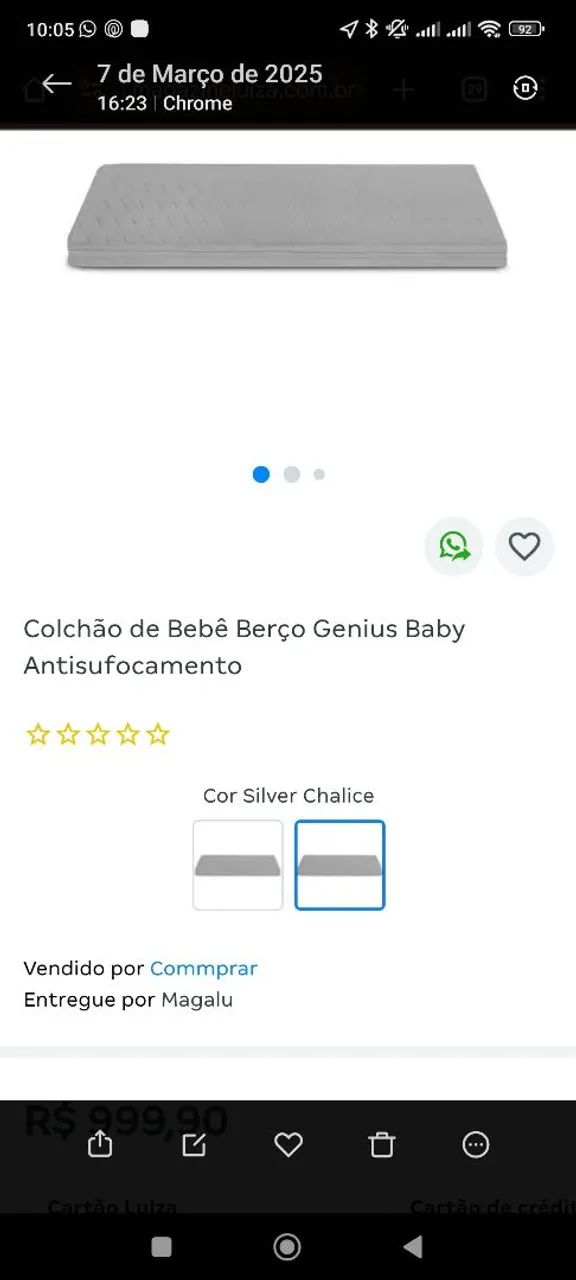 Colchão bebê lavável 