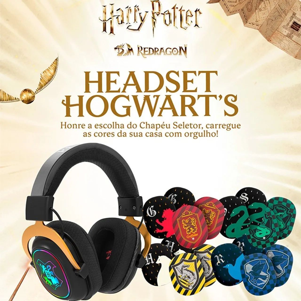 Headset Zeus Hogwarts' Kit Custom Redragon. - Foto 4