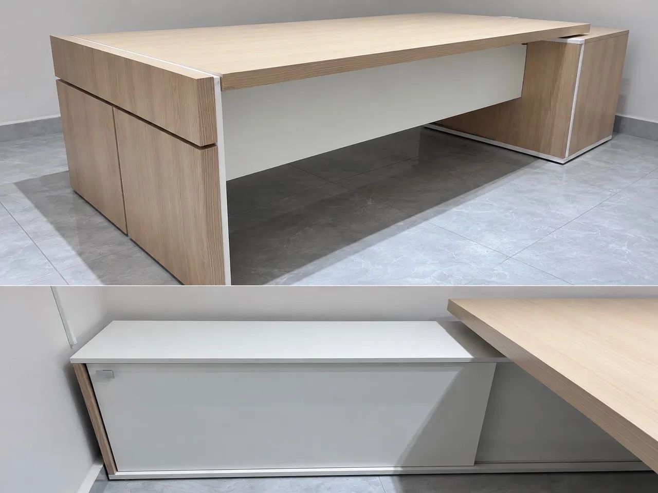 Mesa de madeira grande para escritório em L reforçada  - Foto 2