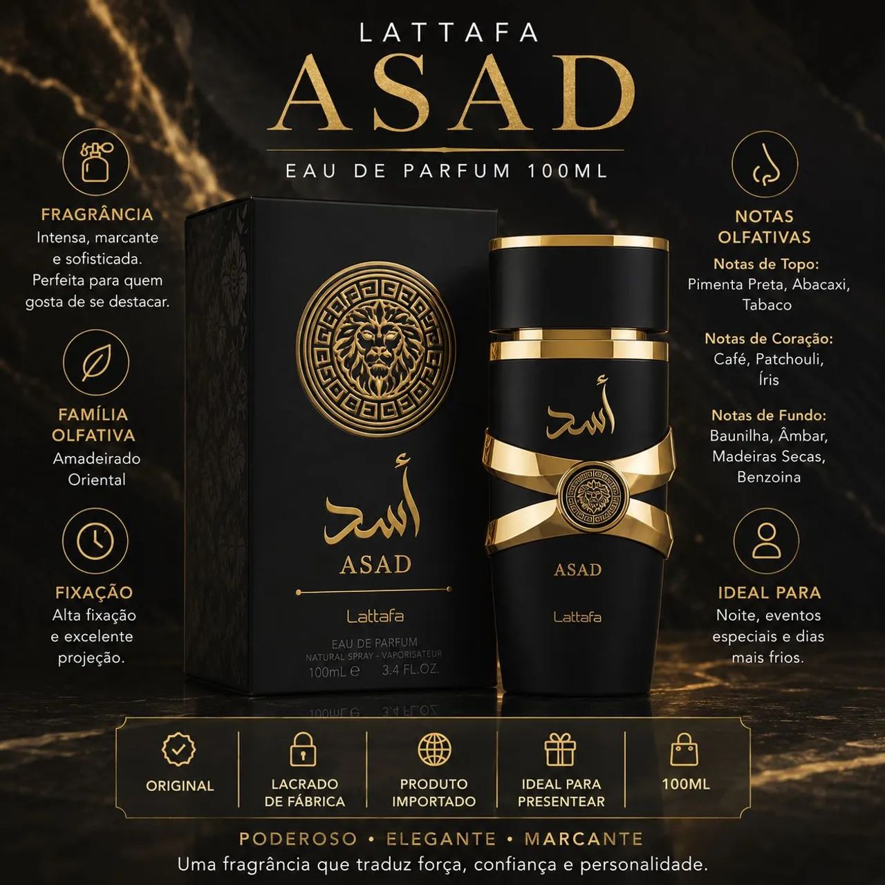 LATTAFA ASAD EAU DE PARFUM 100ML ? ORIGINAL E LACRADO