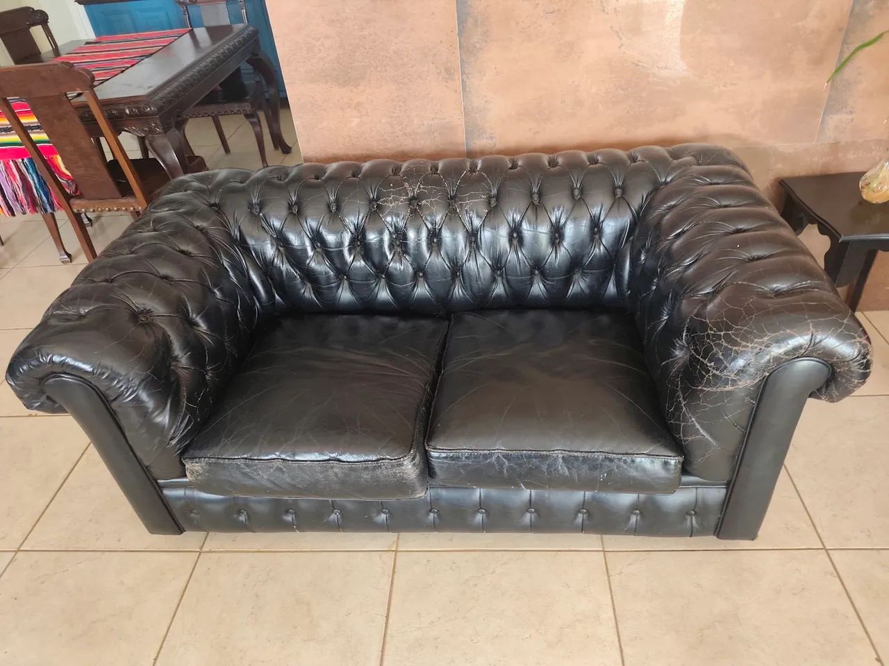 Conjunto de sofá capitone couro legítimo 422082027056670722