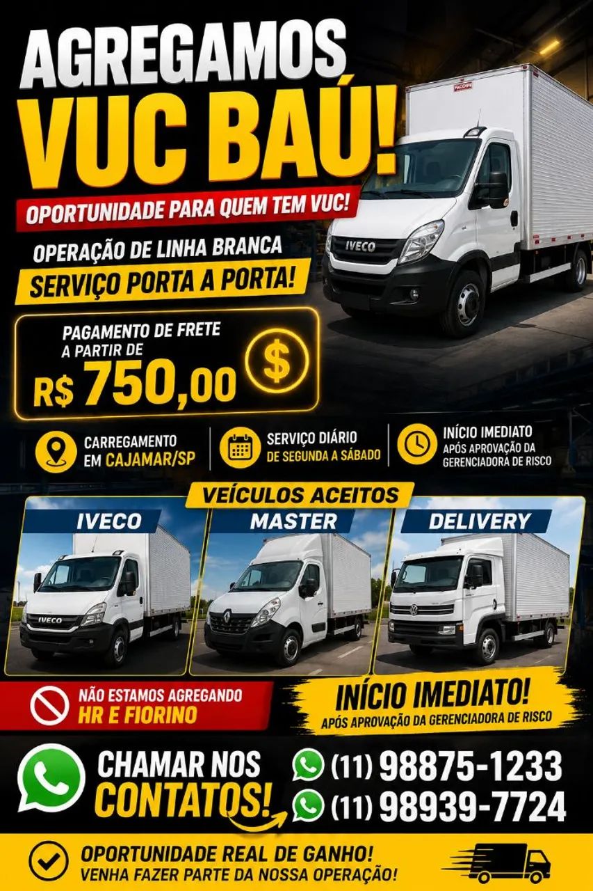 Agrega-se Vuc baú carregamento em Cajamar 