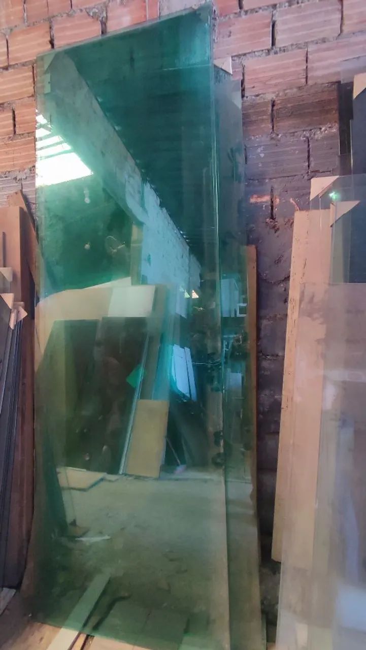 Huge Fixed Tempered Green Glass R$350 EACH — SEE DIMENSIONS IN PHOTOS — NO DELIVERY