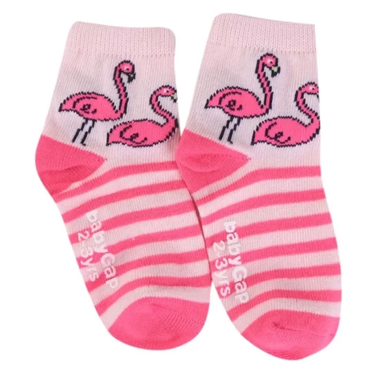 Meia Infantil GAP Cano Médio Listrada - Rosa.