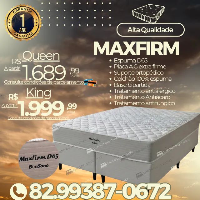 Cama queen ou king espuma D65 ortopédico,  D33 e D33 premium Base bipartida  e colchão  - Foto 3