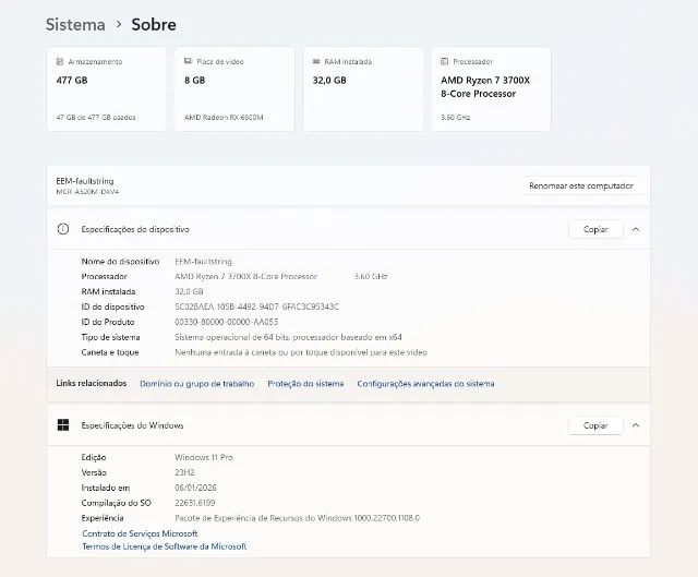 Computador Gamer R7 3700X + 32GB DDR4 + RX6600 + 512 SSD NMVE - Foto 2