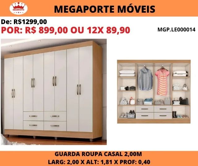 GUARDA ROUPA 8 PORTAS CASAL 