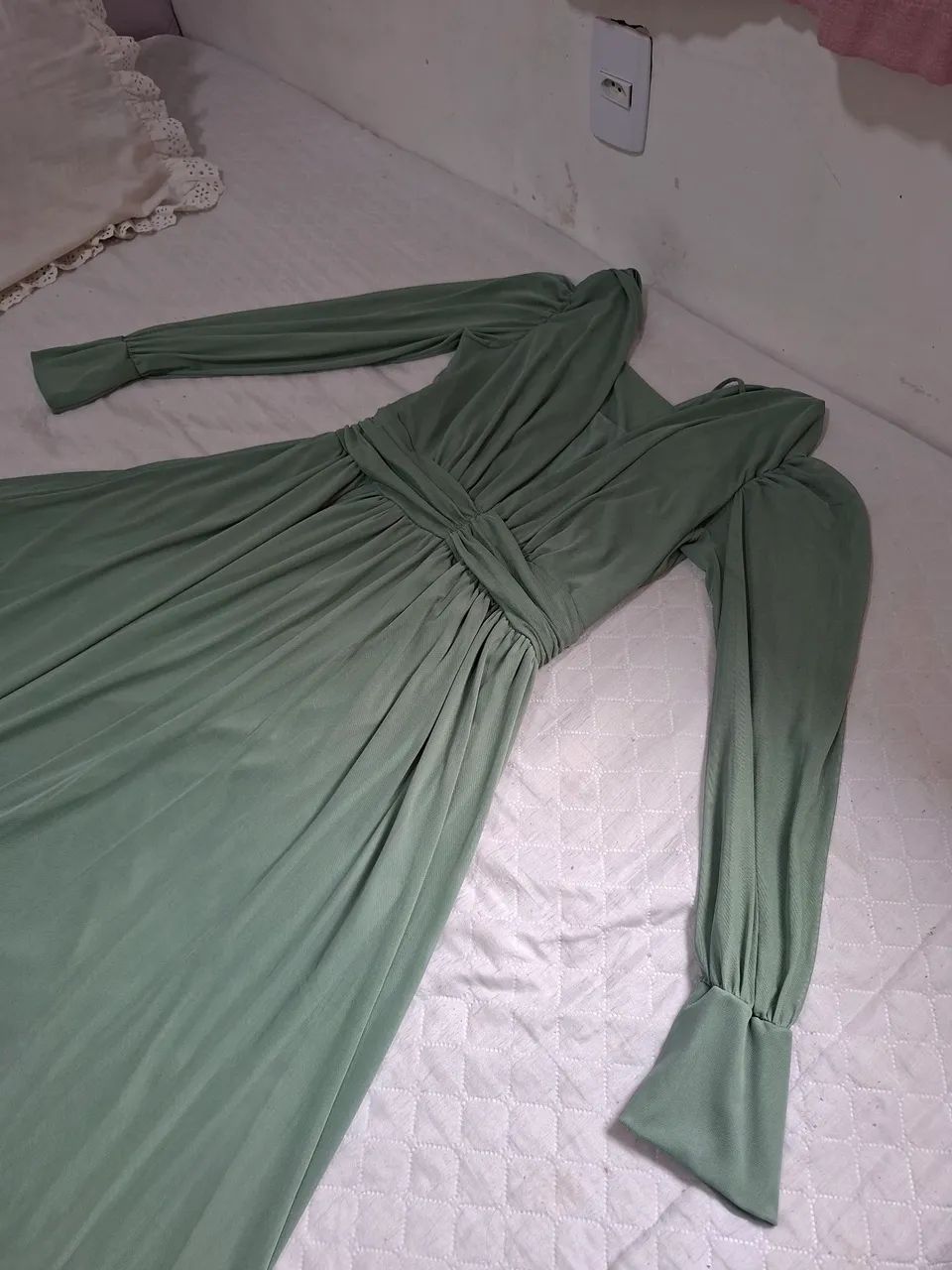 Vestido Longo Tule Verde Oliva GG - Foto 2
