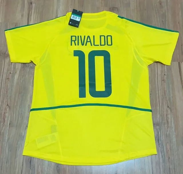 Camisa do Brasil Retrô 2002 Amarela Rivaldo #10 - Penta - Foto 2