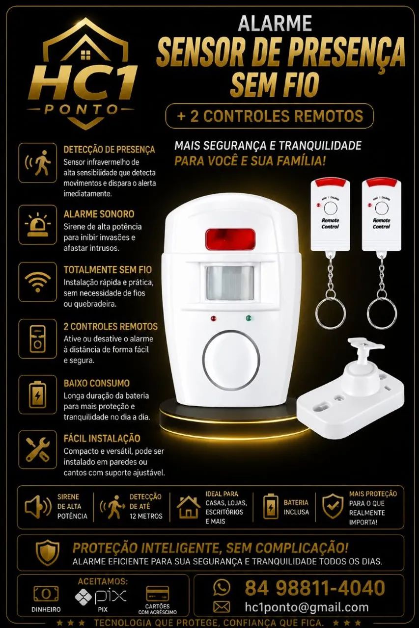 Sensor de alarme sem fio com controle 