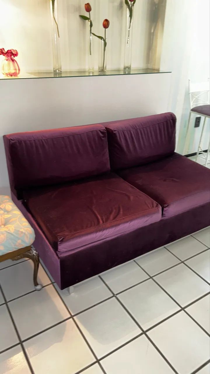 Sofá modulado 3 peças em veludo roxo - Foto 5