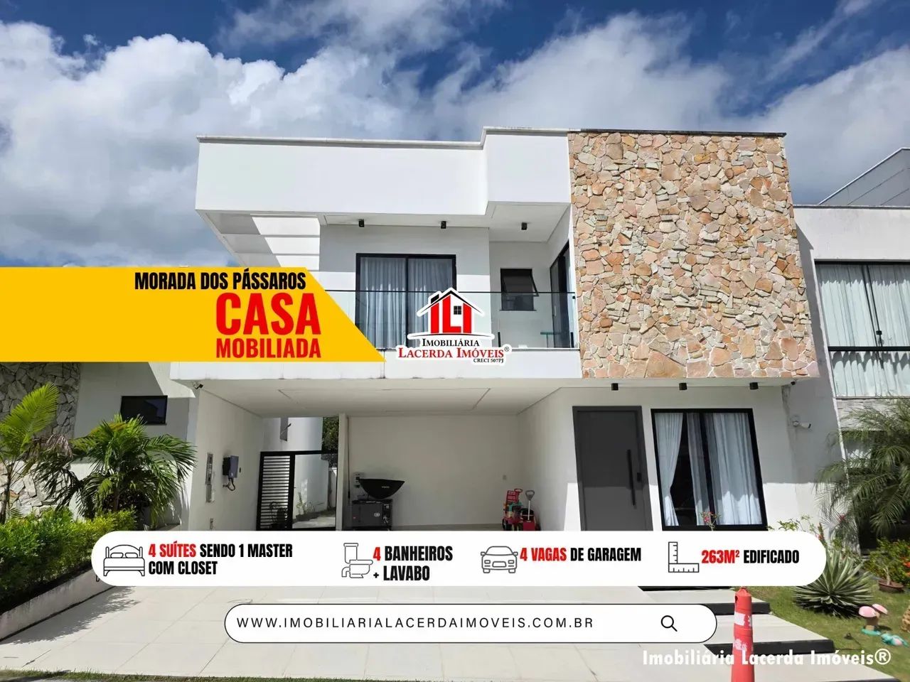 Casa Duplex Mobiliada no Morada dos Passaros com 4 Suítes sendo uma master com closet e hi