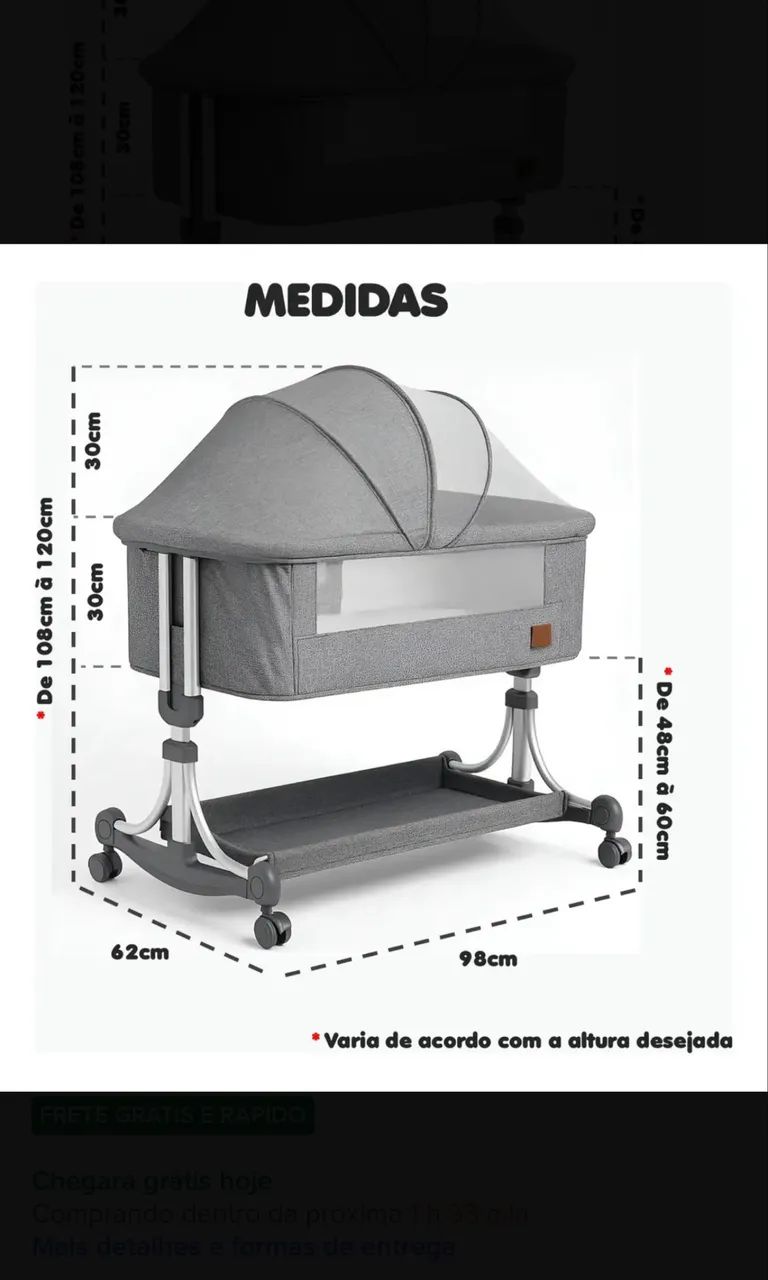 Berço Acoplado Modelo Moisés 