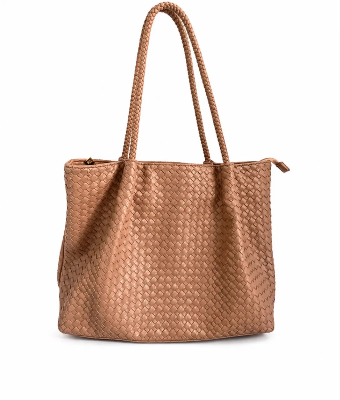 Bolsa Feminina Trançada Bege Grande - Elegante e Espaçosa