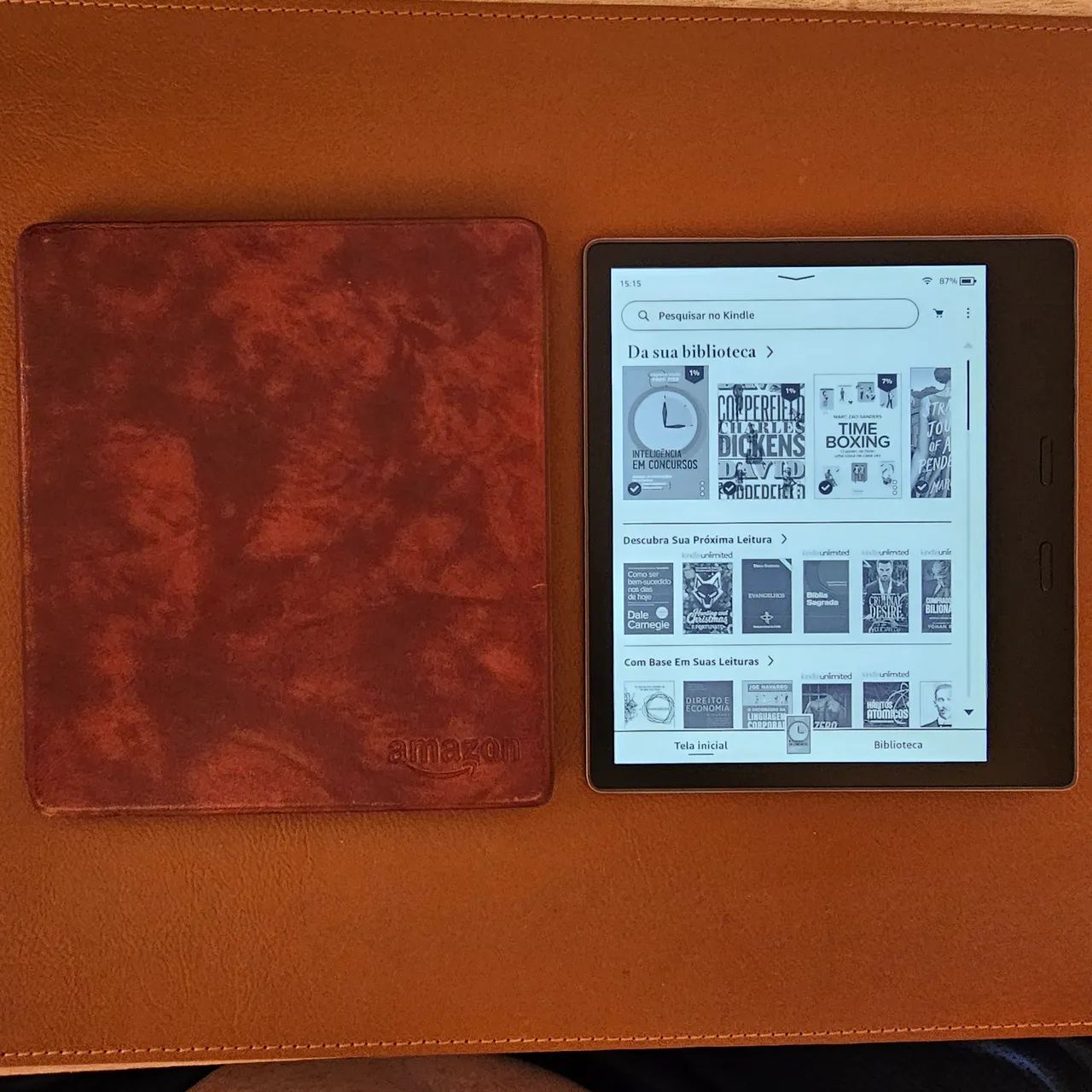 Kindle Oasis 10a Geração 32gb + Capa De Couro Vinho Amazon