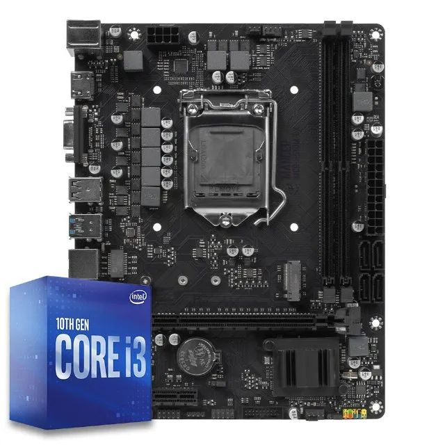 ? KIT PLACA-MÃE + PROCESSADOR INTEL CORE i3-10100F