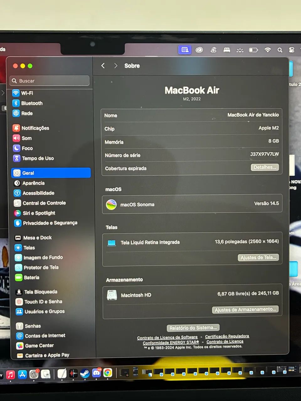 MacBook Air M2 Midnight - Impecável, Rápido e Muito Conservado - Foto 3