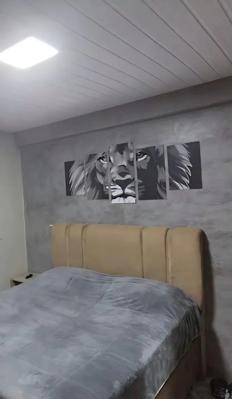 Cabeceira Estofada para Cama Box casal - Bege / Impecável