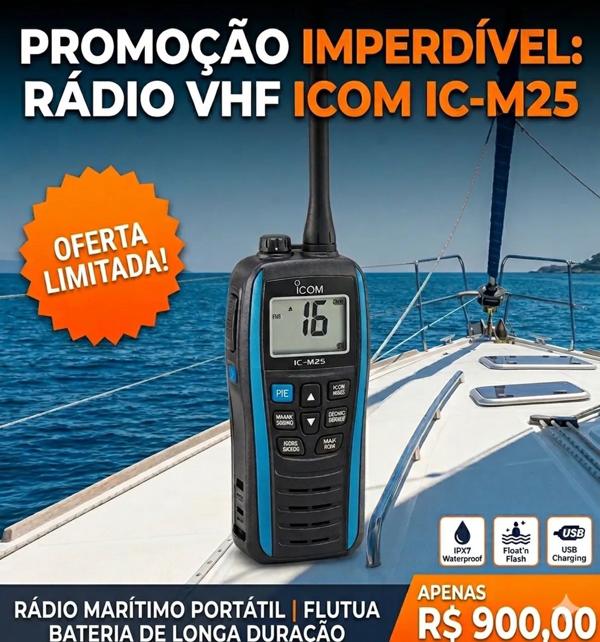 Rádio VHF marítimo Icom IC-M25