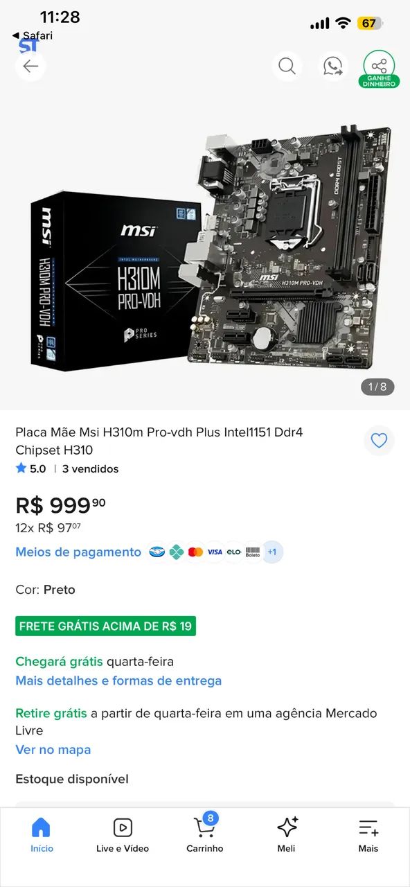 Placa mãe gamer msi h310m pro plus  - Foto 2