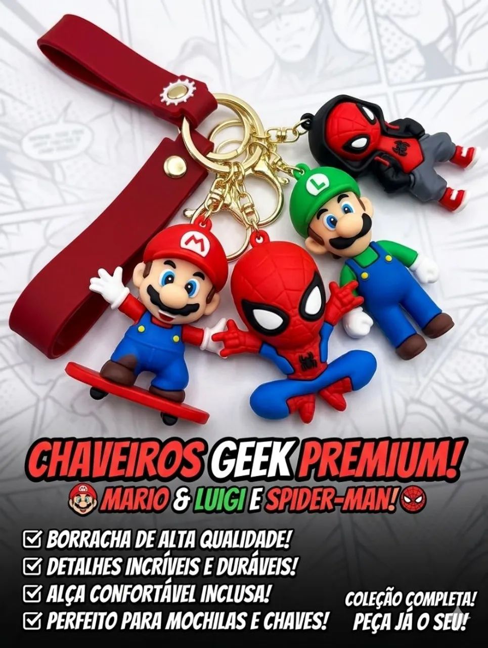 Chaveiro De Borracha Com Alça Para Mochila E Chaves Geek - Foto 2