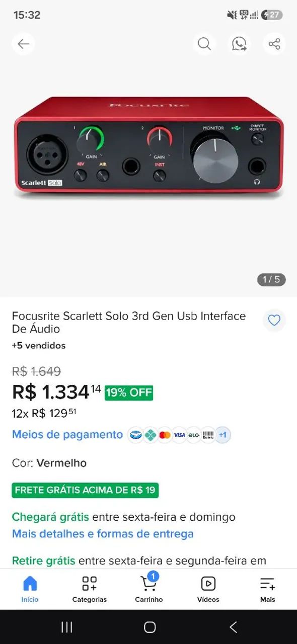 Interface de áudio Focusrite Scarlett - Foto 2