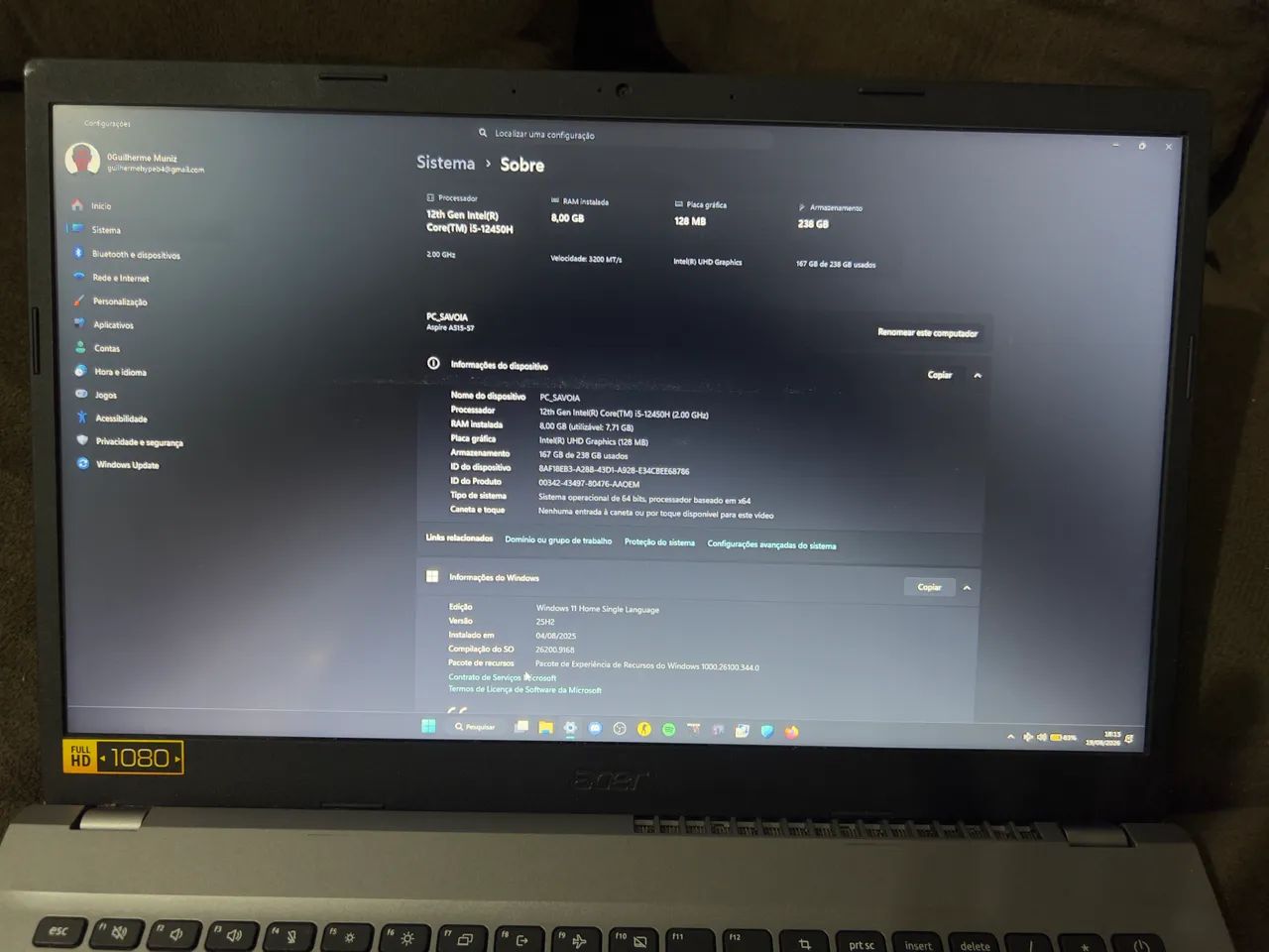 Notebook ACER ASPIRE i5 Gen 12H NOVO! - Foto 5