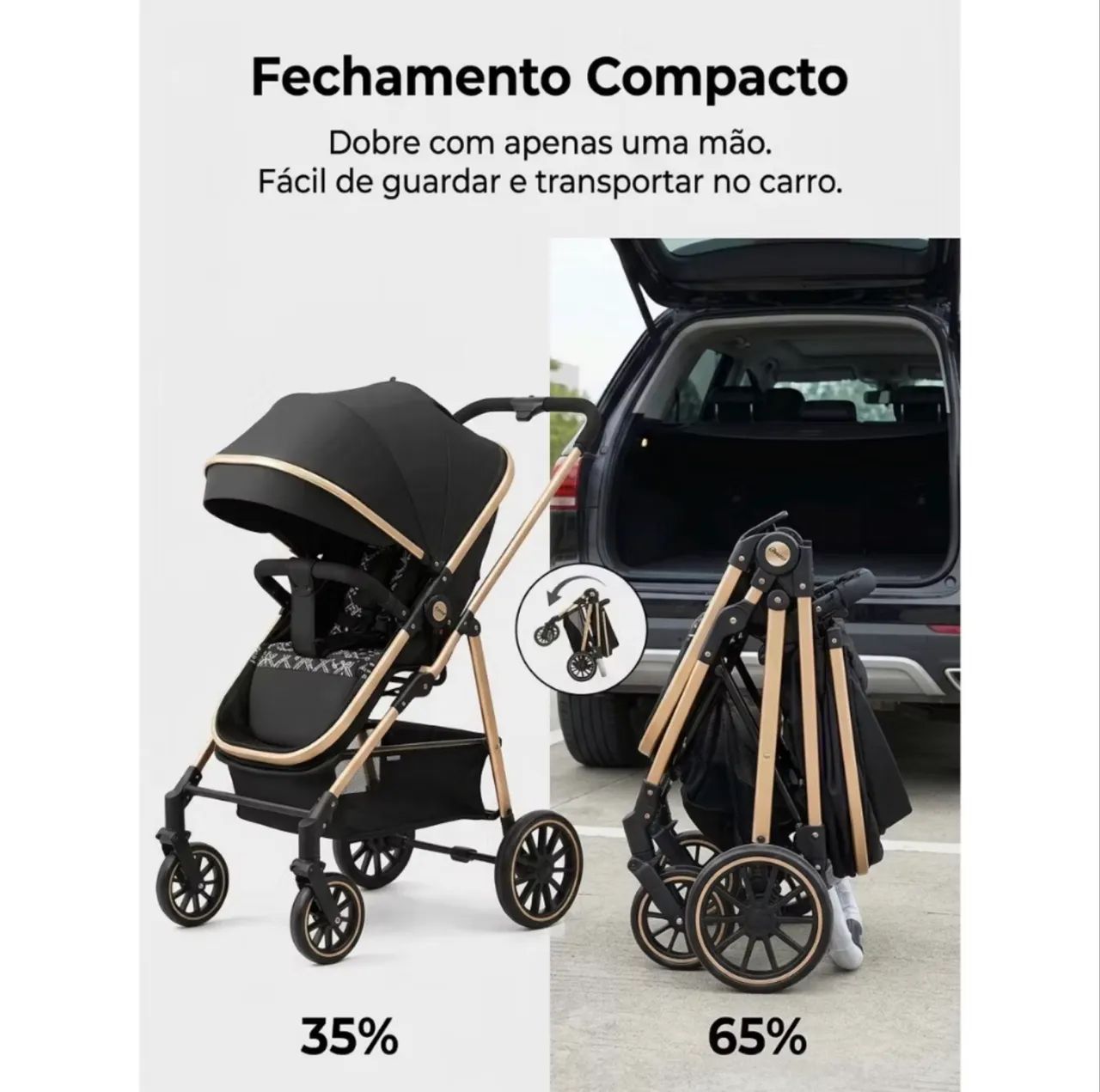 Carrinho de bebê PREMIUM + bebê conforto  - Foto 3