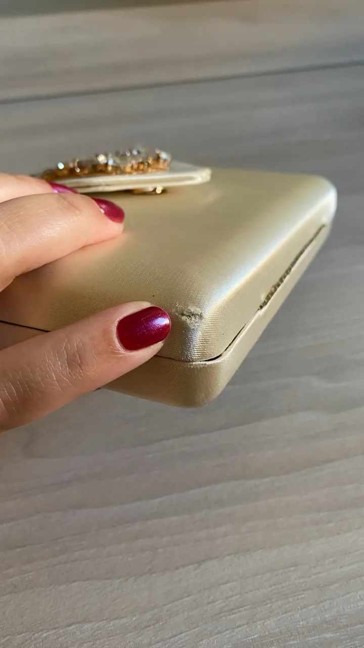 Clutch Dourada/palha com cristais - Foto 4