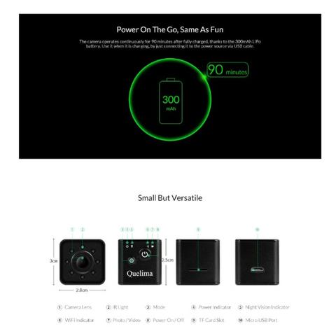 Quelima Sq13 Mini Hd 1080p Carro Dvr Noite Visao Wifi Drone - Foto 2