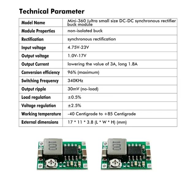 Mini Conversor Step Down 3a DIY 340Khz Ajustável para alimentação - Foto 3