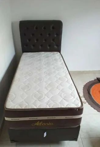 Cama box solteiro com a cabeceira colchão molas ensacada  - Foto 2