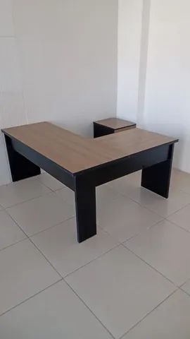 Mesa em L 2 partes 1,40x1,40x0,60 + Gaveteiro seminovo****leia a descrição**** - Foto 2