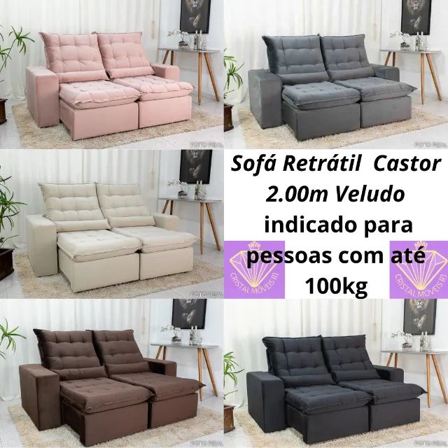 Sofá retrátil reclinável Castor - 2,00m de largura (RUF)