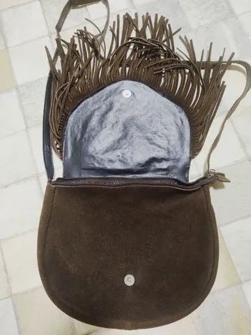 Bolsa de couro tira colo com franjas  - Foto 2