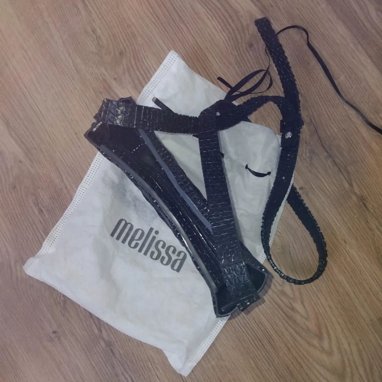 Bolsa Melissa Transparente Preta - Foto 5