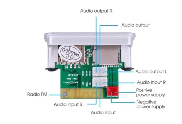 Mini Placa Decodificadora Sem Fio Bluetooth 5.0 Mp3 12v Suporte Wma Usb Fm Tf COD-AP106    - Foto 3