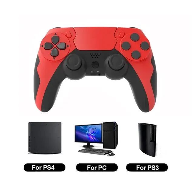Controle Gamepad sem fio para PS4 PS3, PC, Switch Red Black
