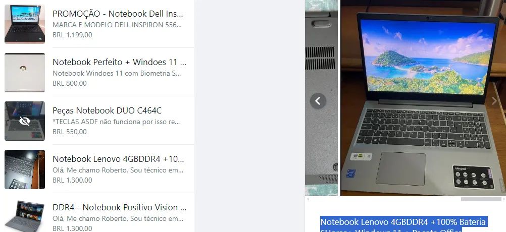 Salgueiro- oxe.roberto - Notebook Lenovo 4GBDDR4 +100% Bateria 6Horas + Pacote Office