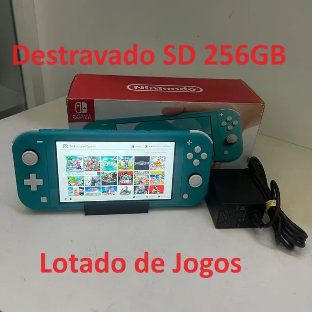 Nintendo Switch Lite Desbloqueado SD 256GB Cheio Jogos e Garantia-Pegamos Videogames-Loja