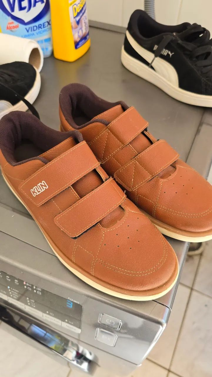 Tênis Klin de Couro Infantil Marrom com Velcro